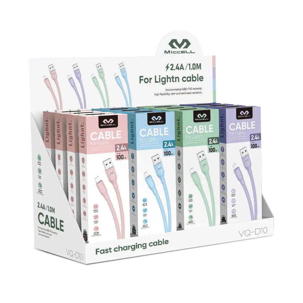 cajas de cable data marca miccell 2.4A VQ-D10