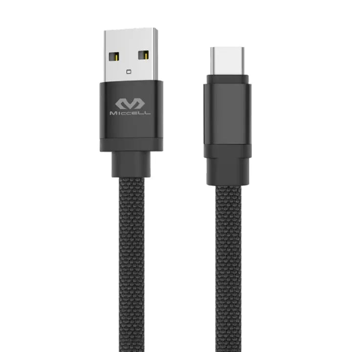 cable data color negro plano trenzado marca Miccell VQ-D117