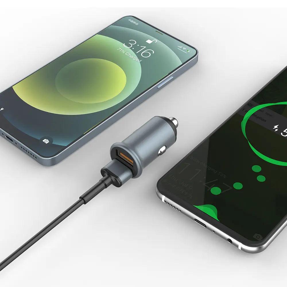 cargador para auto marca Miccell compatible con android y iOs