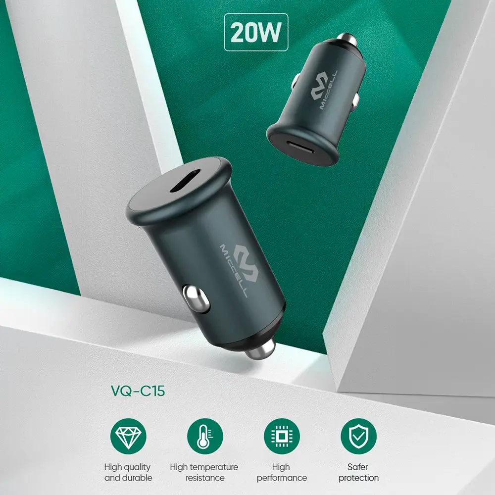 Cargador de auto C15 a 20 watts, alta calidad y durable, alta performance, resistente a altas temperaturas, protección segura