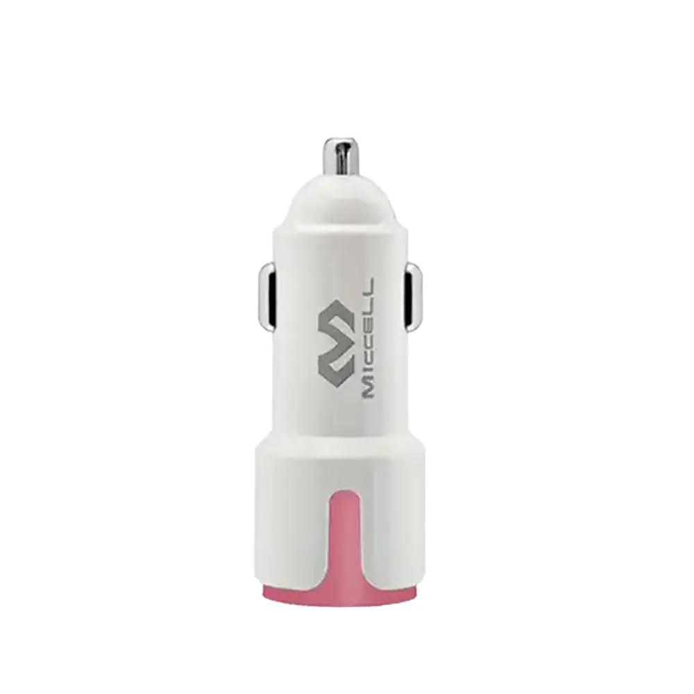cargador para auto marca miccell vq-c02 color blanco con rosa