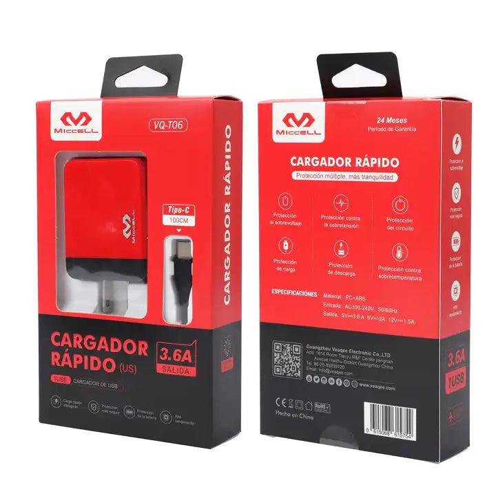 Cargador Rápido LED 3.6A (VQ-T06)