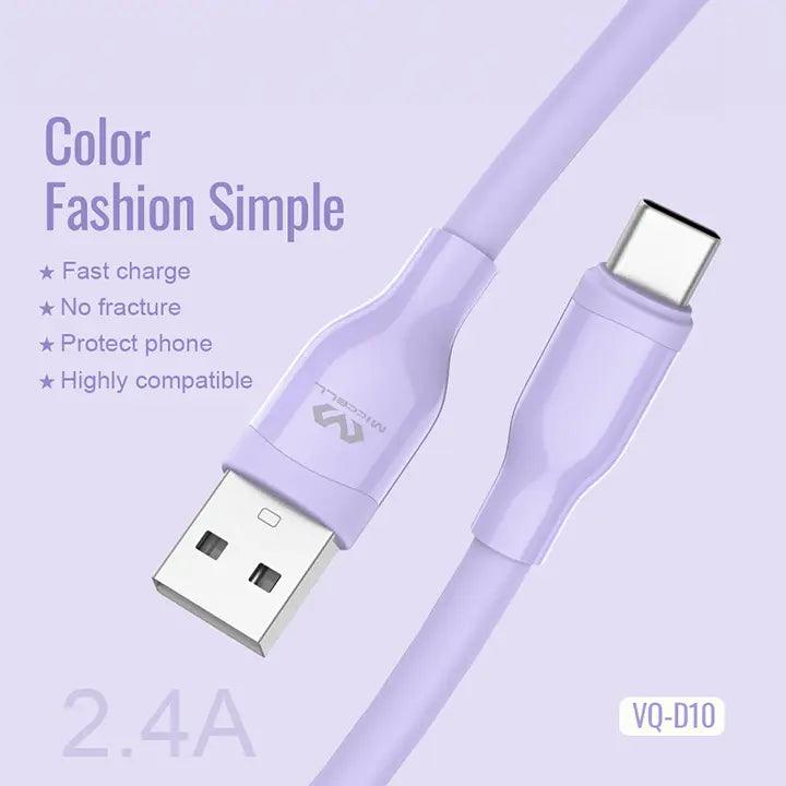 cable data color morado 2.4A