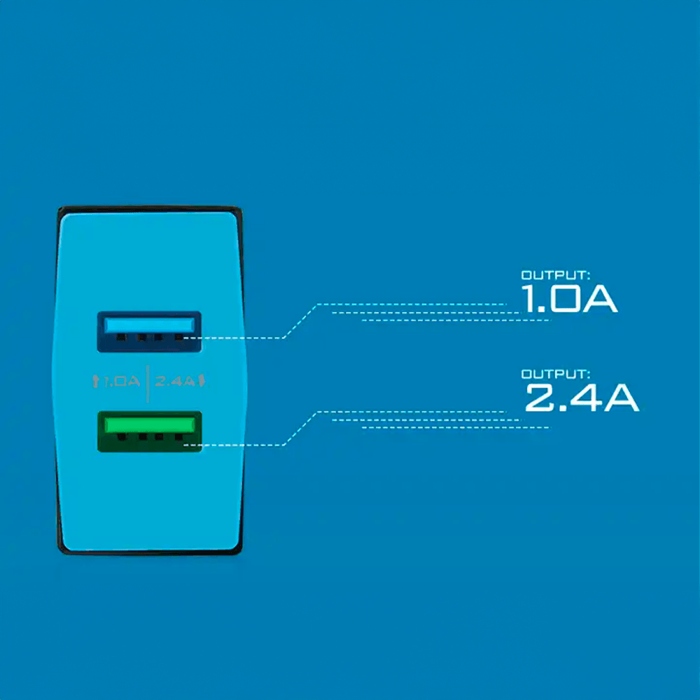 Cargador VQ-T02 con doble salida, salida de 2.4A y salida 1.0A