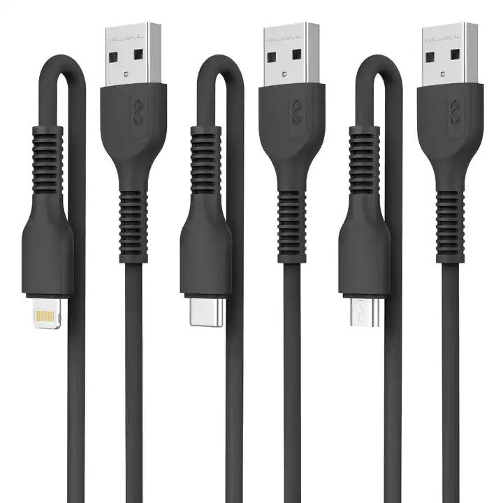 cable data miccell vq-d88 entrada micro, tipo-c, lightning color negro
