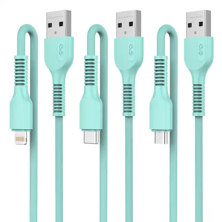 cable data miccell vq-d88 entrada micro, tipo-c, lightning color verde