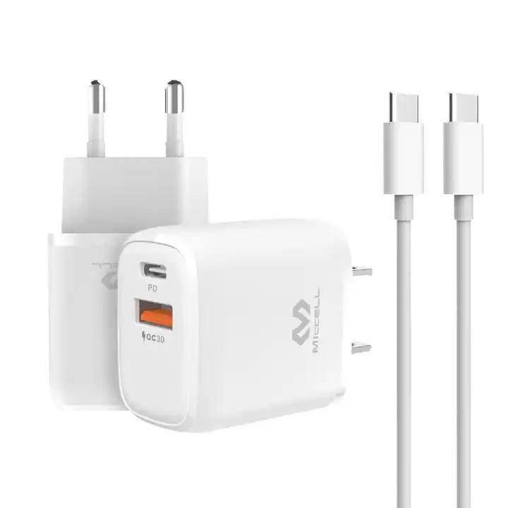 cargador y cable tipo-c a tipo-c