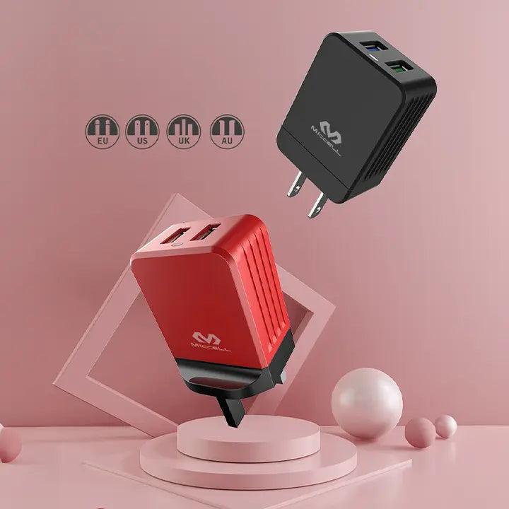 dos cargadores vq-t06 color rojo y negro