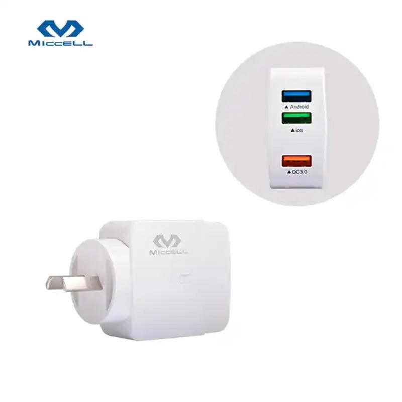 cargador carga rápida con tres entradas VQ-T04 marca Miccell