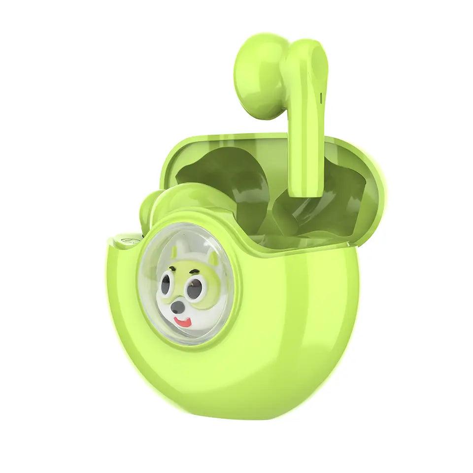 audífonos Cartoon TWS marca miccell color verde