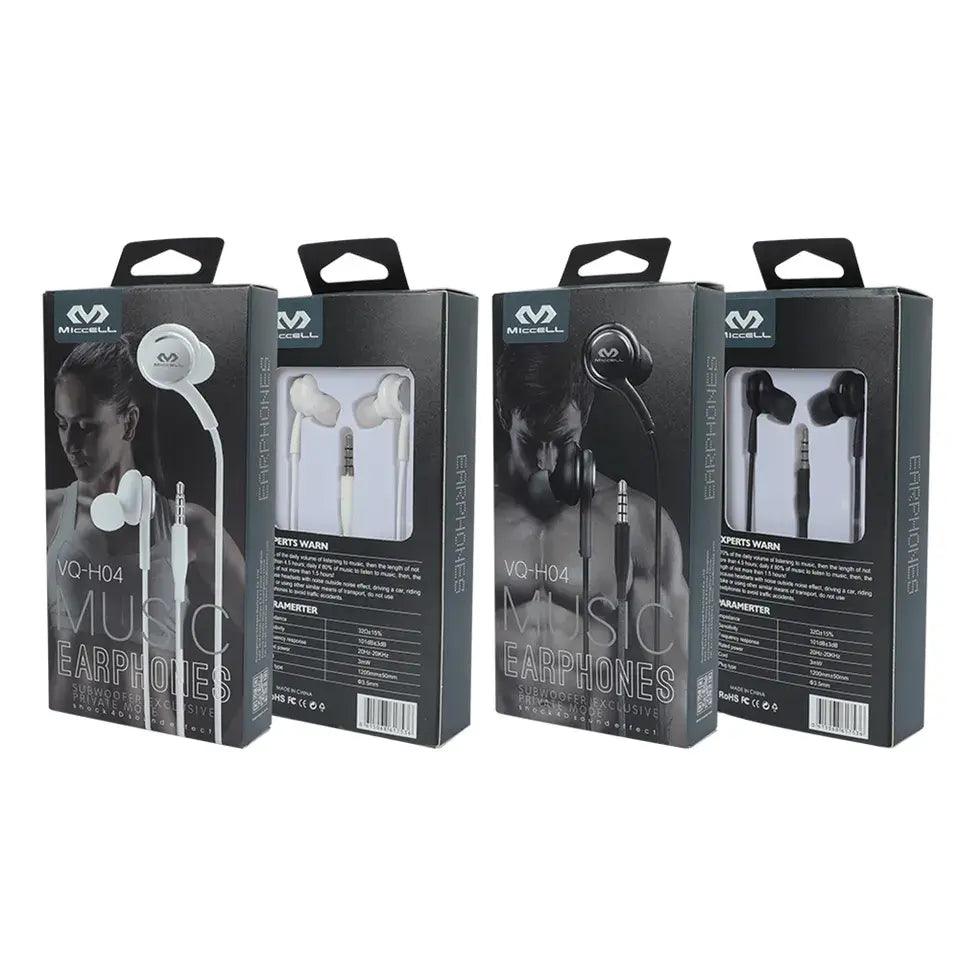 caja de audífonos con cable y control de llamadas VQ-H04 Miccell