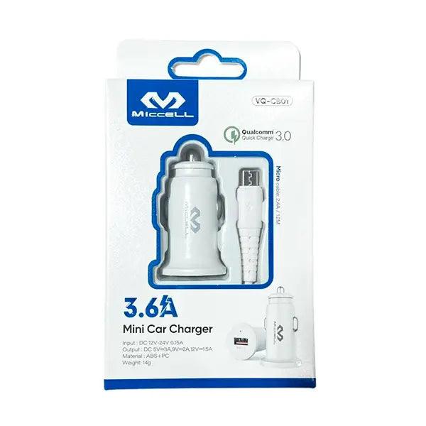 caja de mini cargador para auto 3.6 amperios qualcomm 3.0