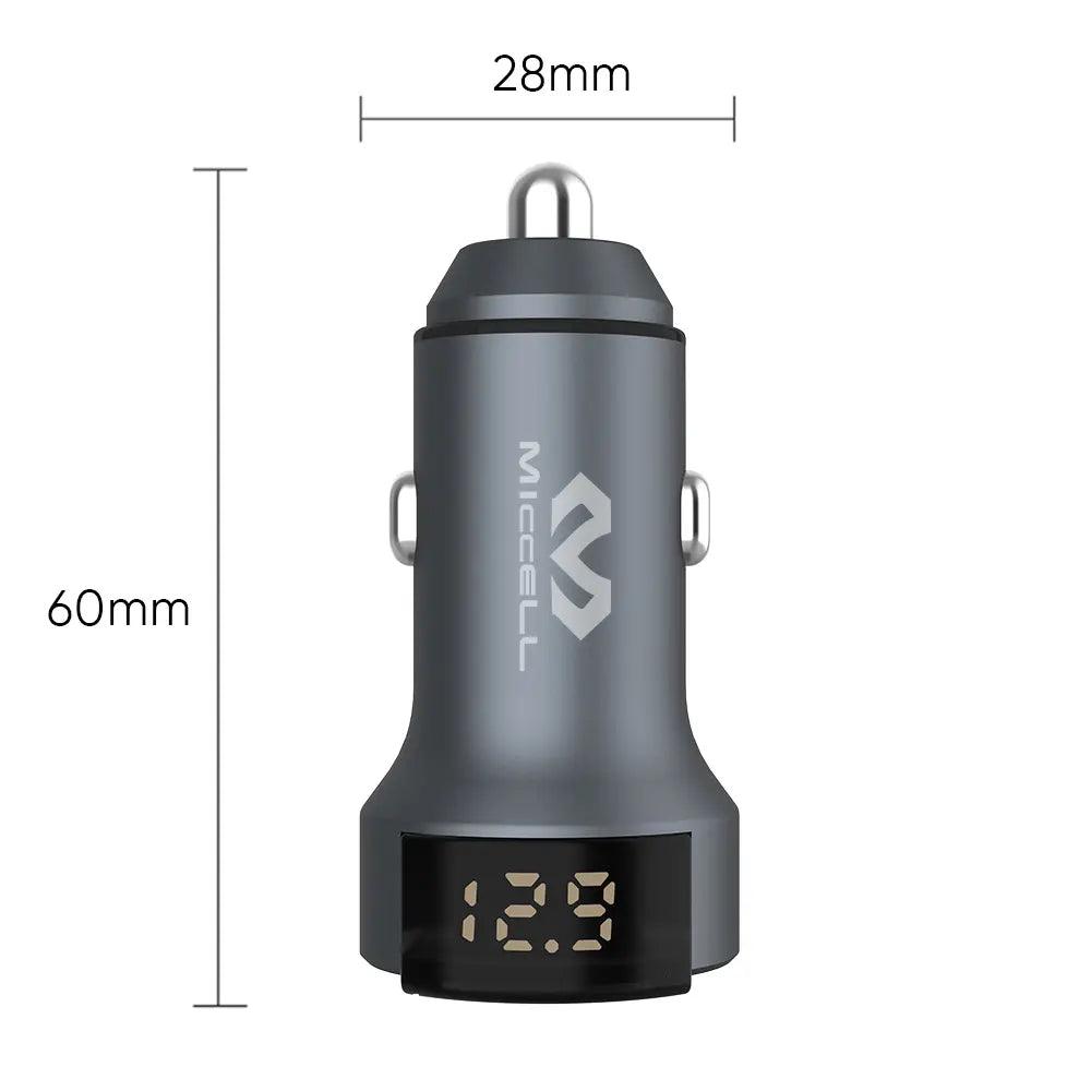 mini cargador de auto dual USB 28 milímetros de largo y 60 milímetros de alto