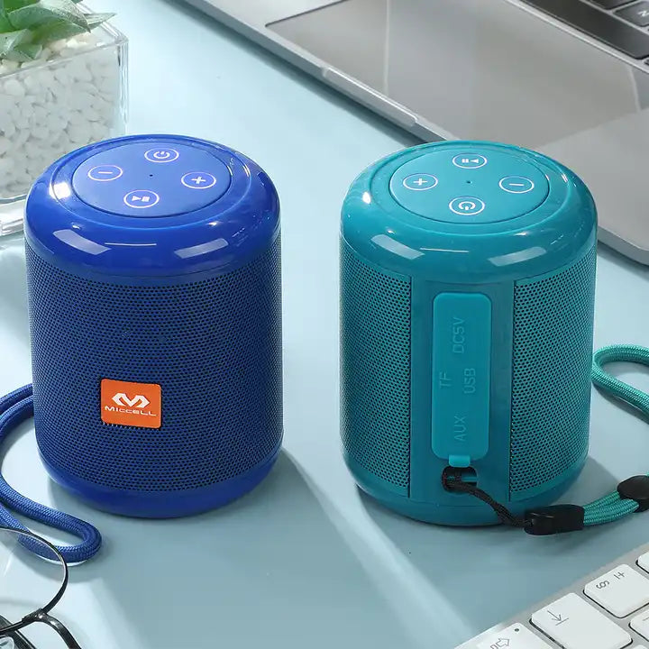 mini altavoz inalámbrico boombox vq-sp04 miccell color azul y color celeste