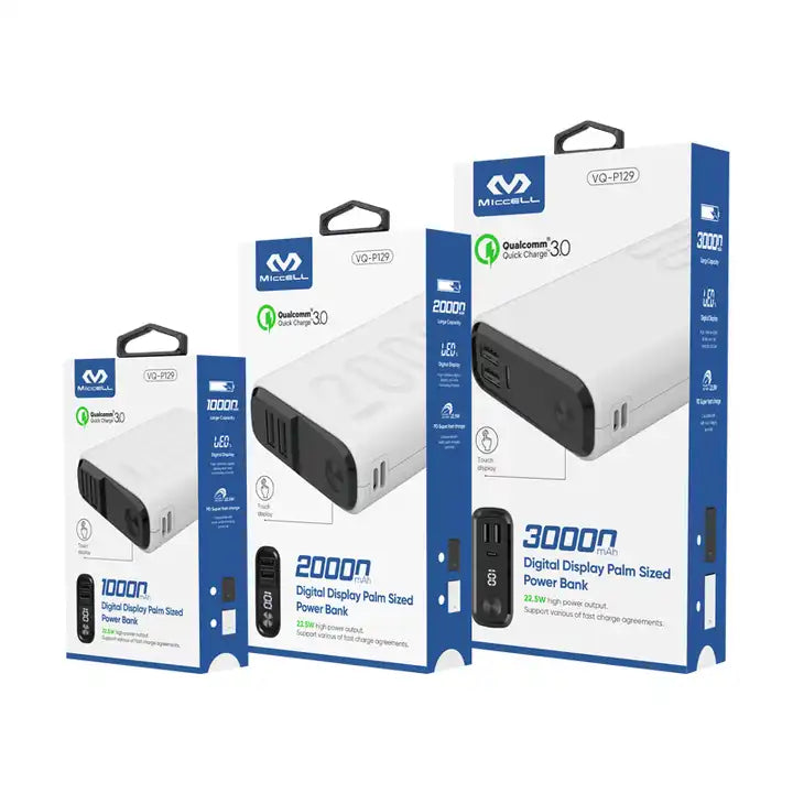 cajas de powerbank 30,000 mAh QC3.0 VQ-P129 Miccell