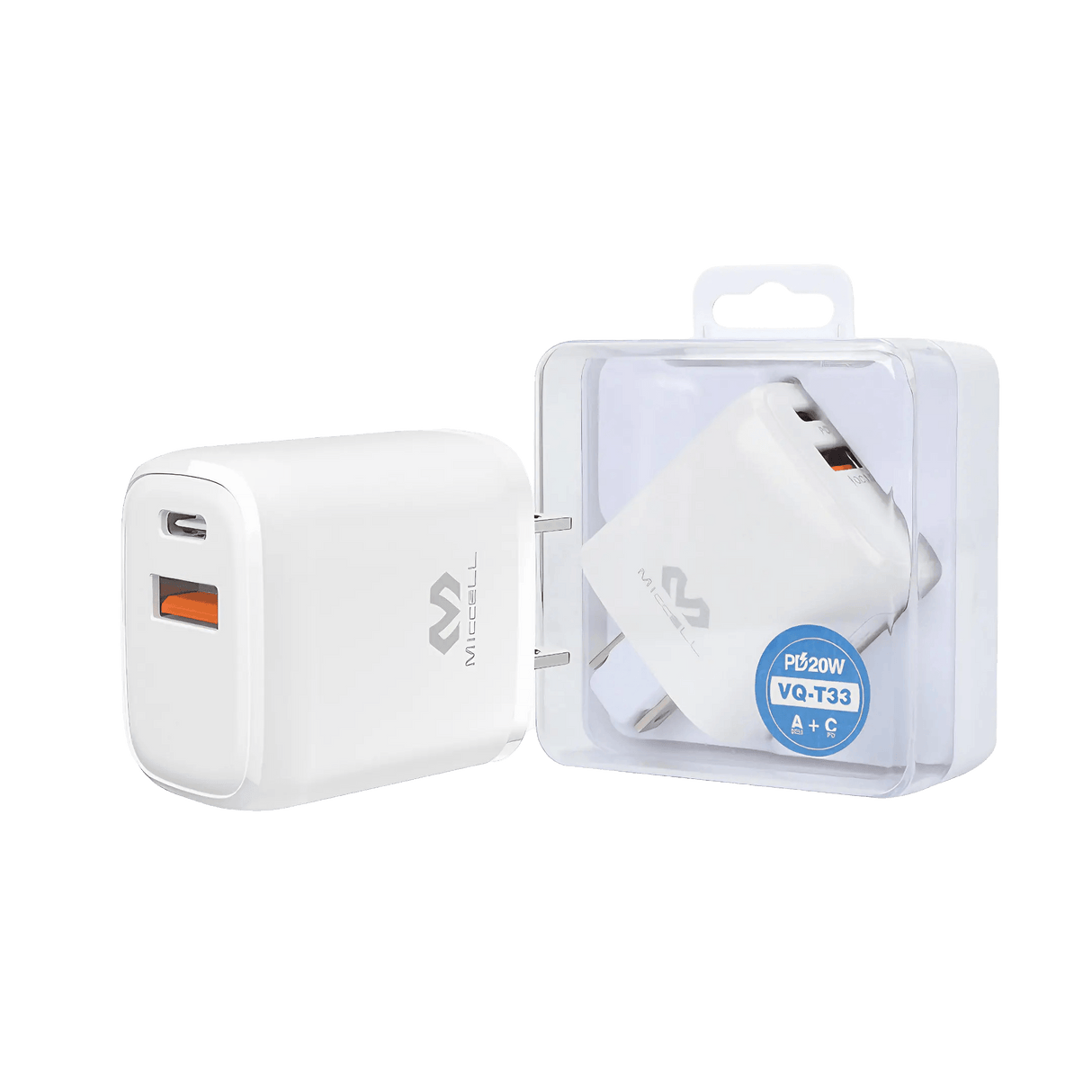 cargador miccell vq-t33 PD+QC3.0 con caja acrilica