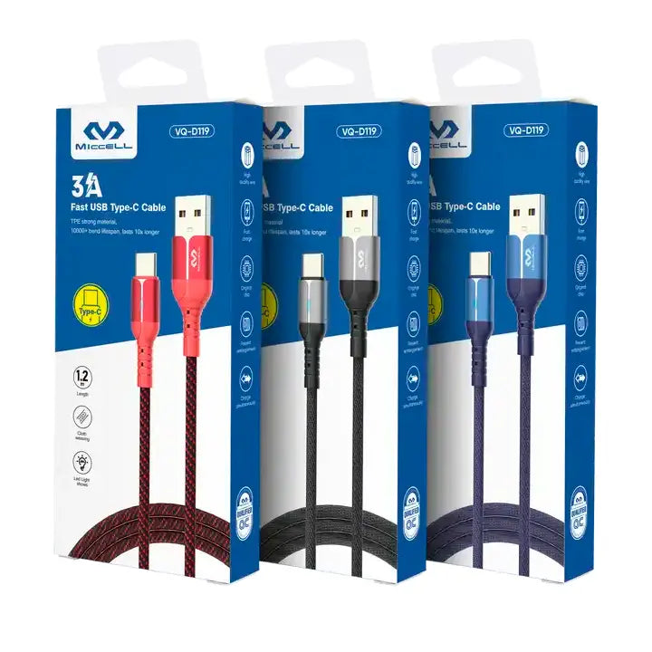 variedad de cable data tipo-c VQ-D119 marca Miccell