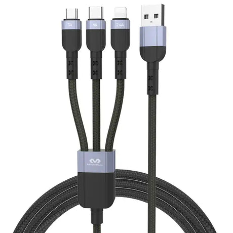 cargador 3 en 1 (Tipo c, micro USB y lightning a 3A)VQ-D132 marca Miccell