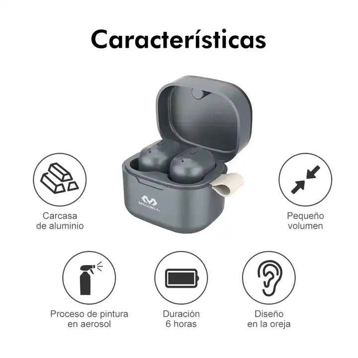 TWS VQ-BH56 carcasa de aluminio, 6 horas de duración y diseño in ear 