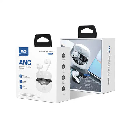 caja de Audífonos TWS con case LED Miccell color blanco (VQ-BH70)