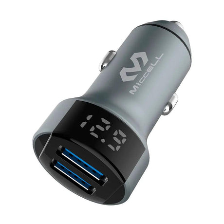 cargador para auto dual usb con pantalla led