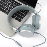 cascos inalámbricos vq-sh01 miccell color azul conectado a laptop 3.5mm