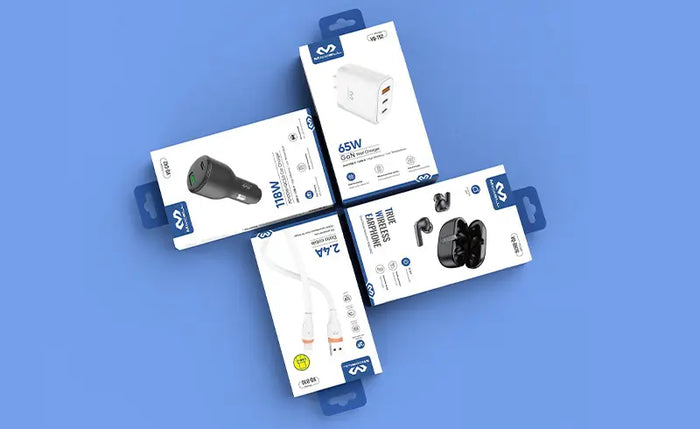 empaques premium de accesorios para celulares, cargadores, cables, audifonos