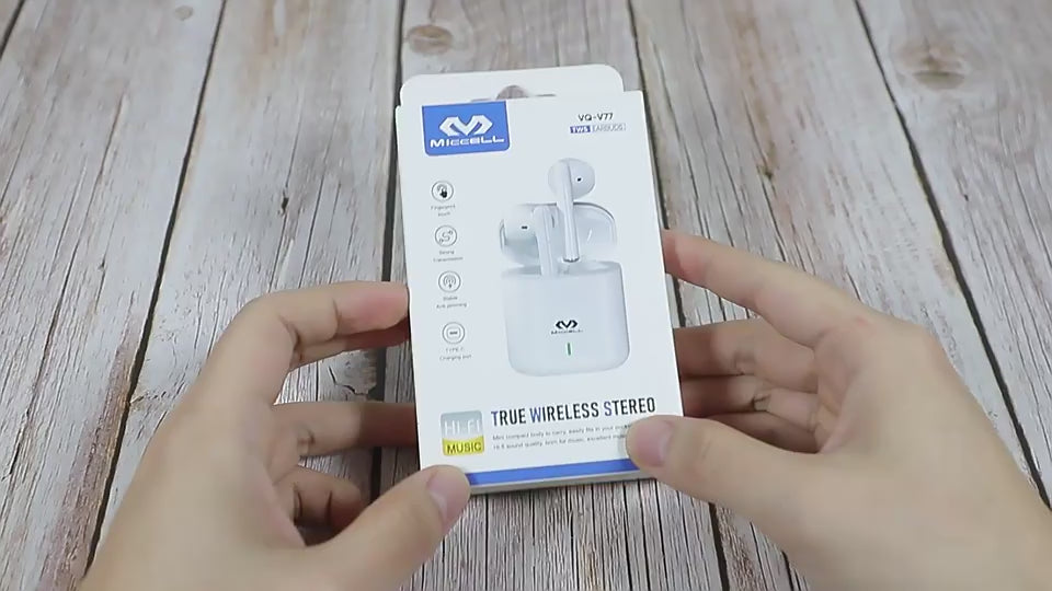 Desempaquetado del audífono TWS VQ-V77 de Miccell